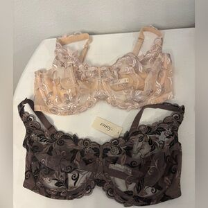 2 Soma Sensuous Lace bras embroidered sheer cups underwire 40DD